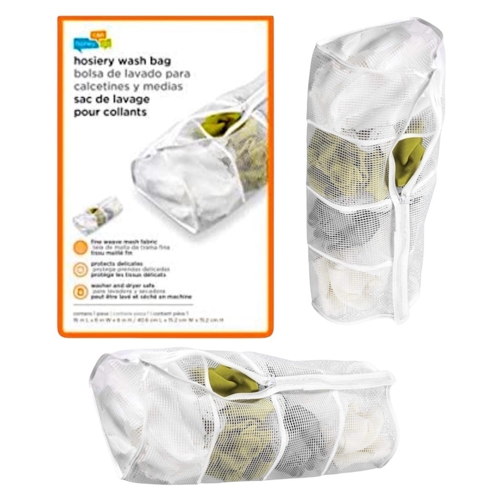 Honey-Can-Do Hosiery Laundry Wash Bags 4 Compartments Zippered 2 Piece Set NEW